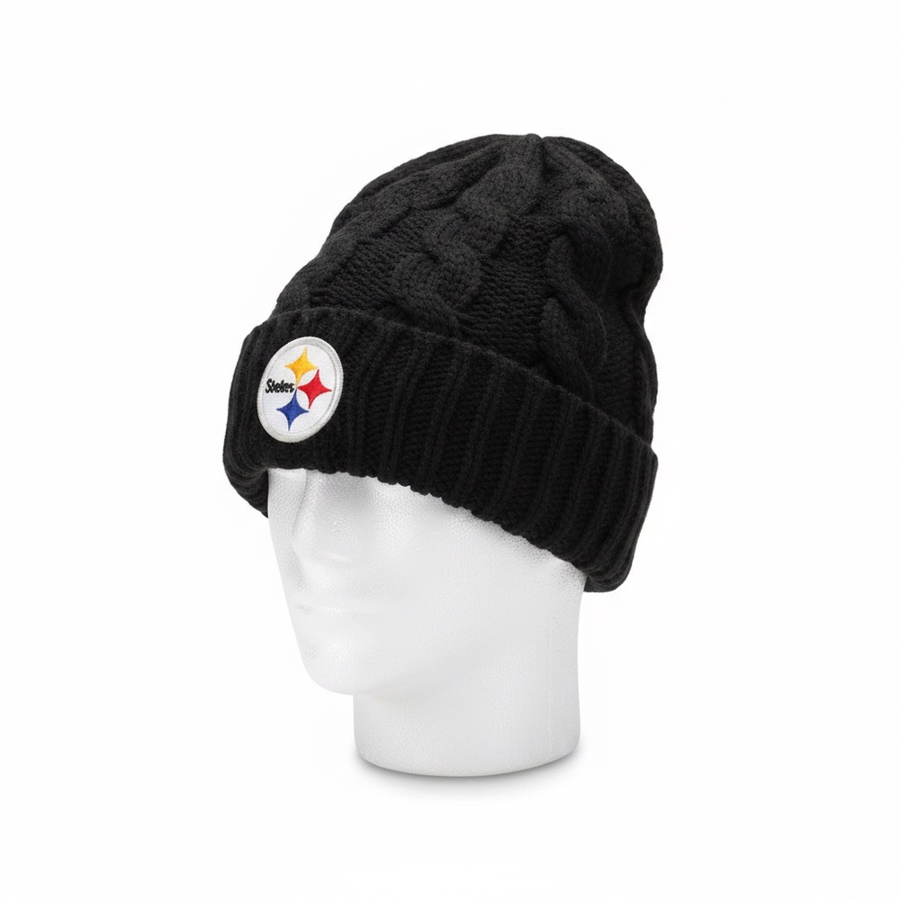 š New Era Pittsburgh Steelers Women's Visor Beanie - Official NFL Black Cable-K